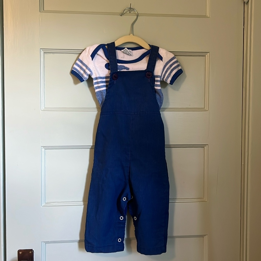 Vintage Terrycloth Sailboat Tshirt + Vintage Cord Overalls